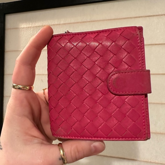 Bottega Veneta Accessories - BOTTEGA hott pink compact wallet, used, authentic